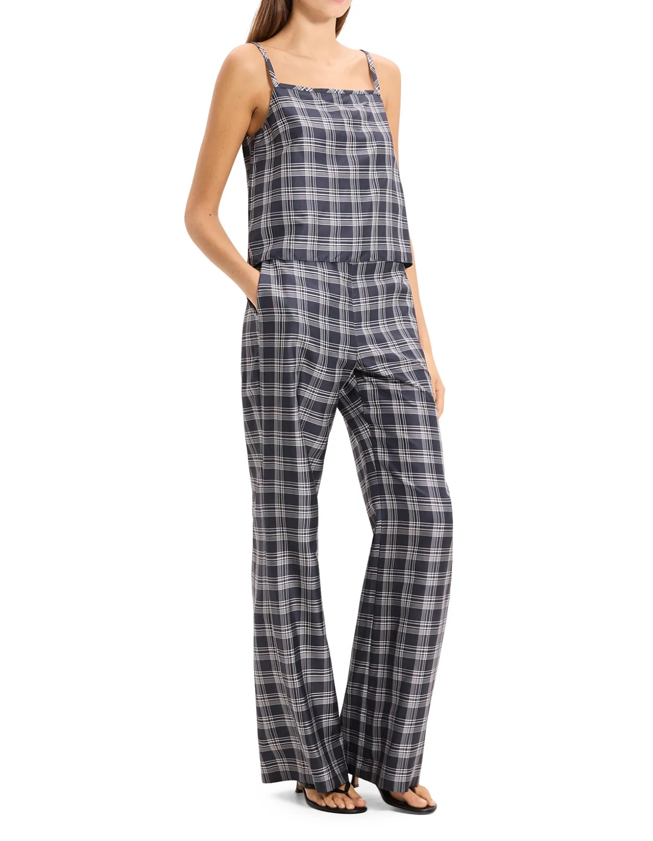 Silk Pull-On Pant in Plaid