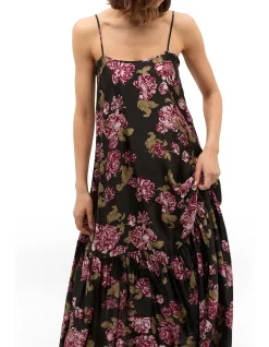 SILK FLORAL MIDI DRESS