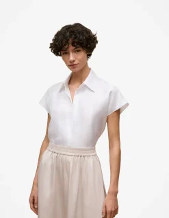 Silk Twill Cap Sleeve Shirt