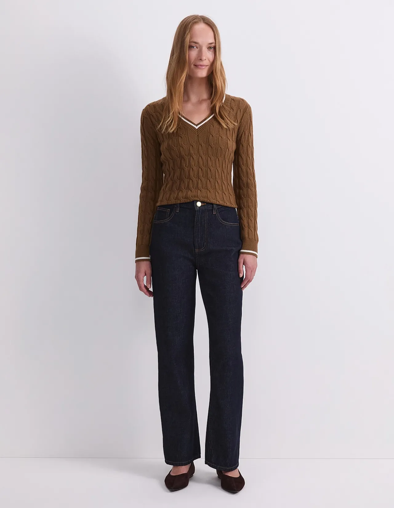 Simmi High Rise Straight Leg Cotton Jean