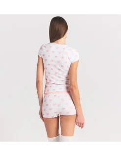 SKIMS POINTELLE BABY TEE & SHORT SET