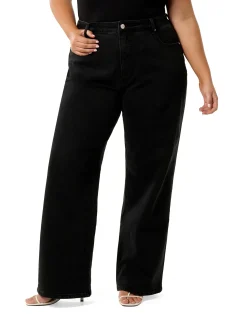 Skyla Curve Black Wash Straight Leg Jeans