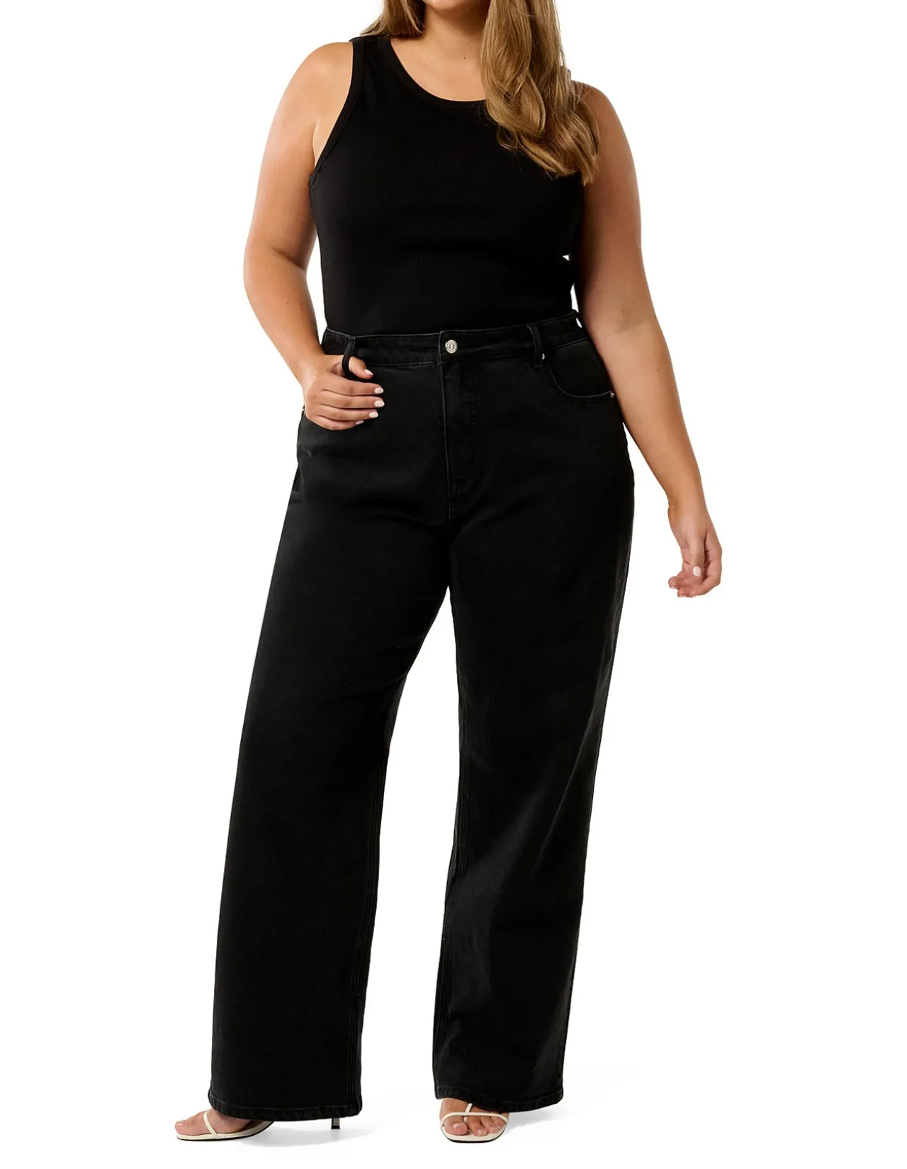 Skyla Curve Black Wash Straight Leg Jeans