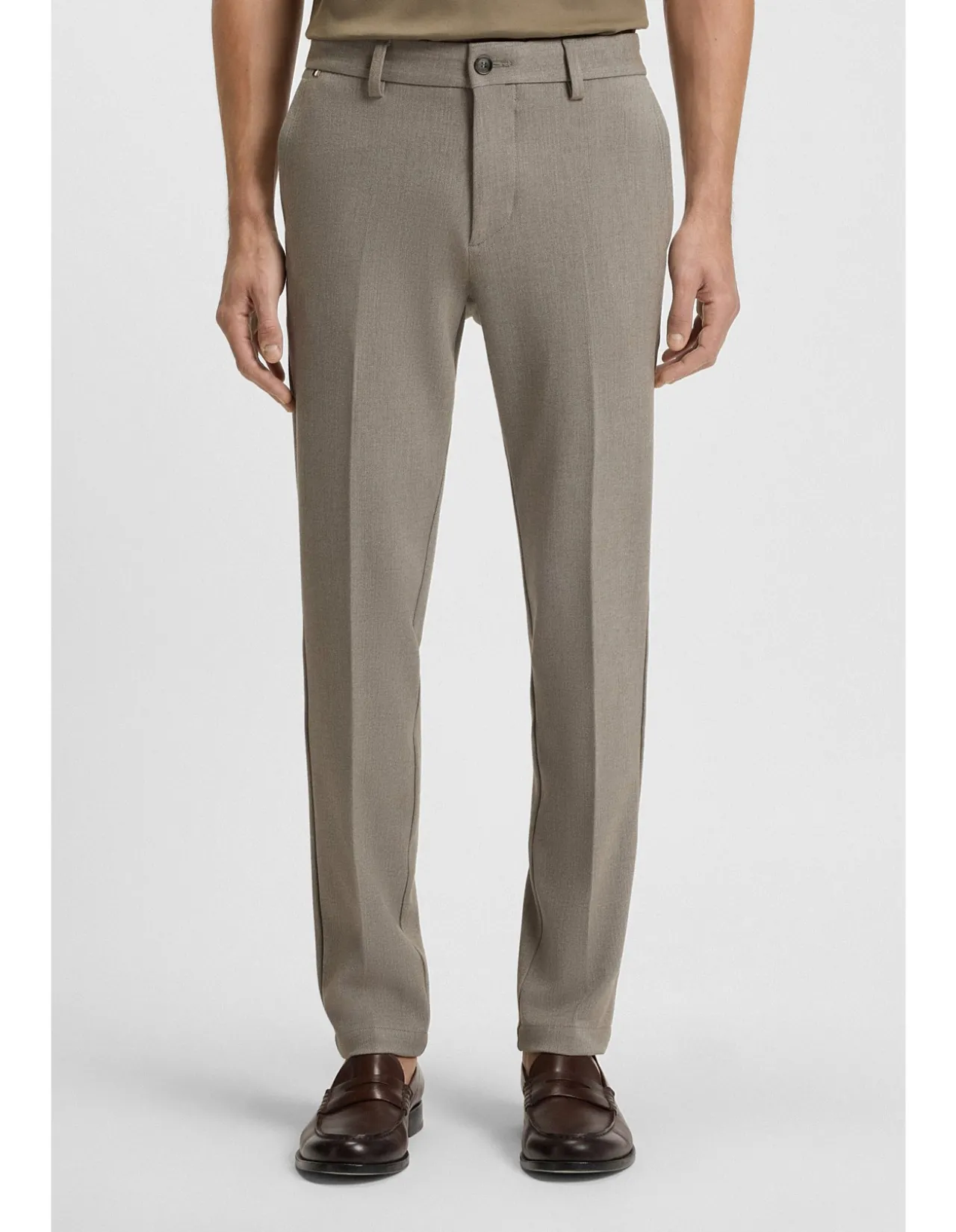Slim-fit trousers in brushed herringbone