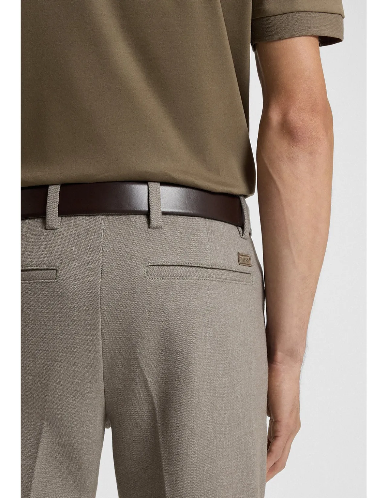 Slim-fit trousers in brushed herringbone