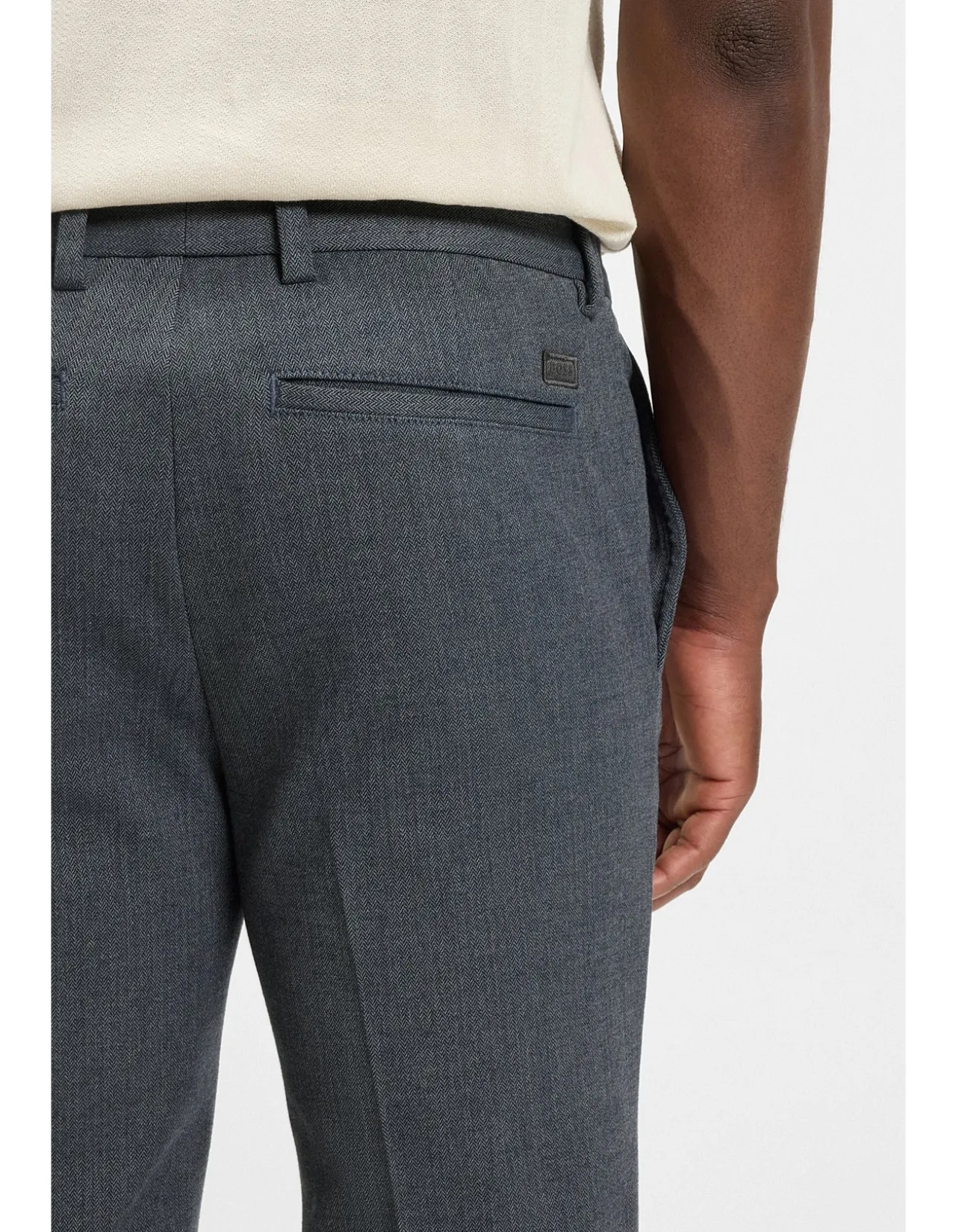Slim-fit trousers in brushed herringbone