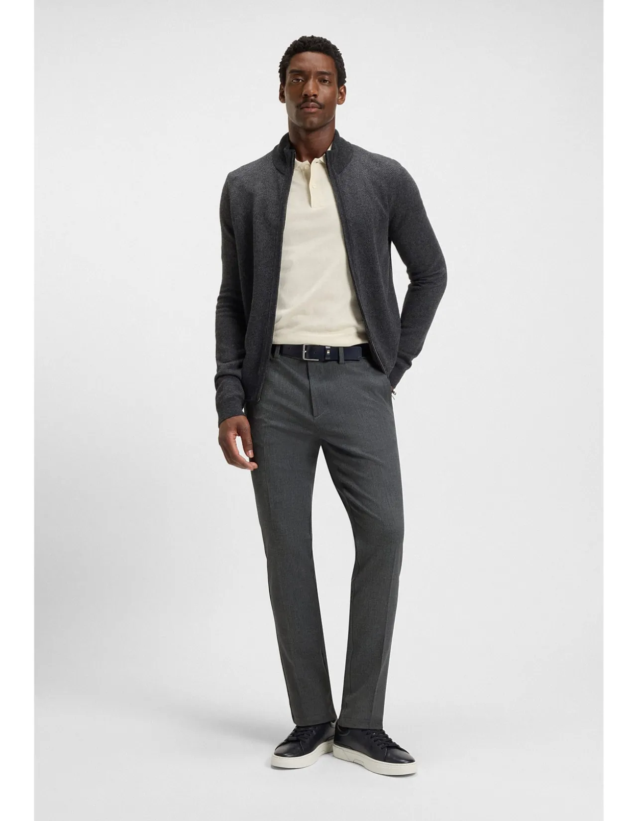 Slim-fit trousers in brushed herringbone