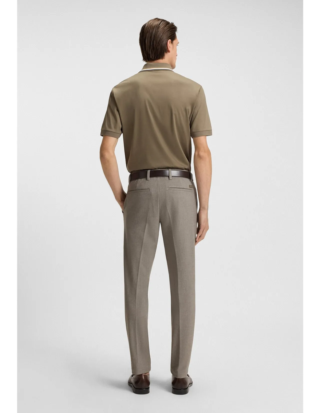 Slim-fit trousers in brushed herringbone