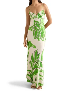 SLOANE PRINTED SATIN MAXI DRESS