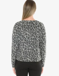 Snow Leopard Knit Hip Length Pullover
