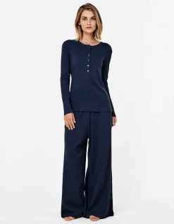 Soft Baby Rib Boxy Henley Long Sleeve Top