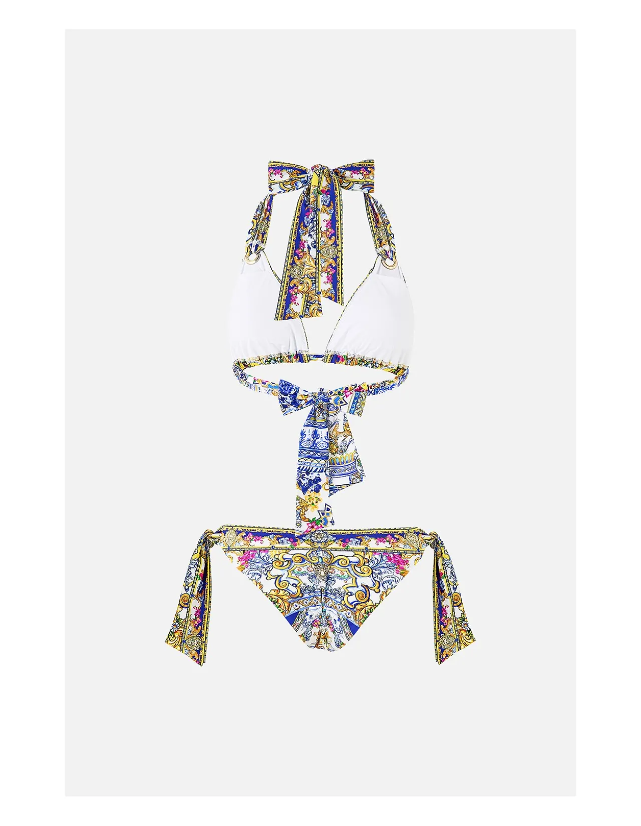 SOFT THICK TIE TRI BIKINI SET W EYELET TRIMS