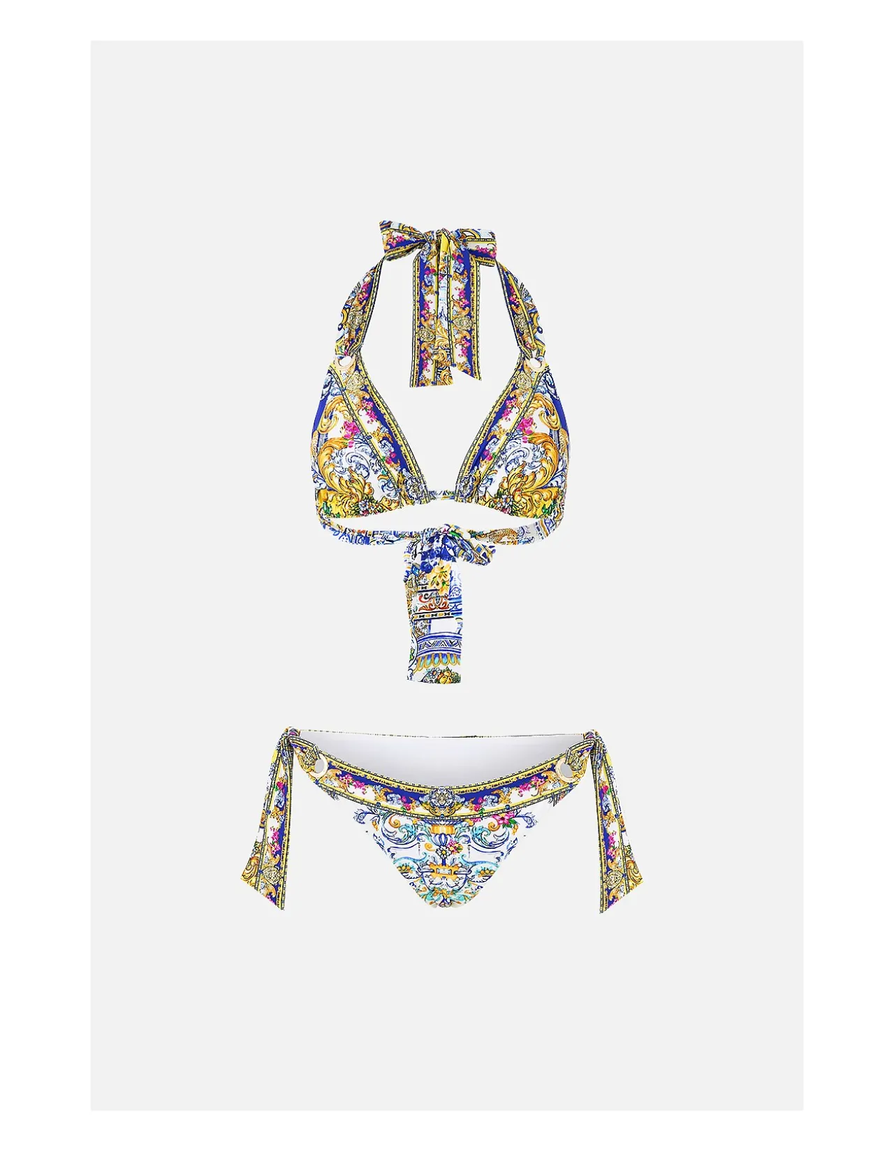 SOFT THICK TIE TRI BIKINI SET W EYELET TRIMS