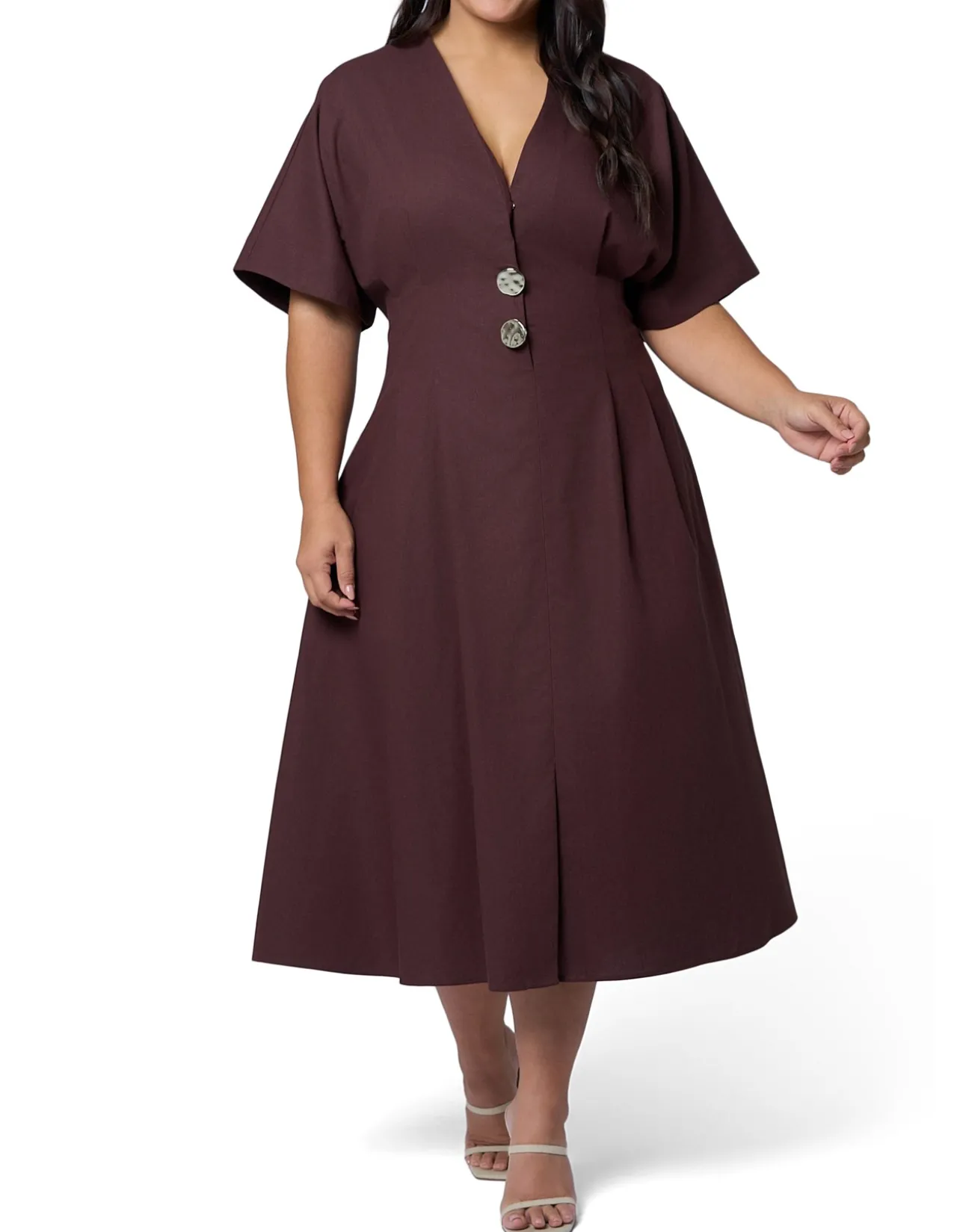 SOMETHING 4 OLIVIA-BLAIR LINEN MIDI DRESS