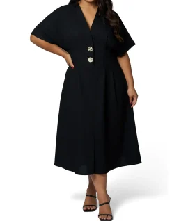 SOMETHING 4 OLIVIA-BLAIR LINEN MIDI DRESS