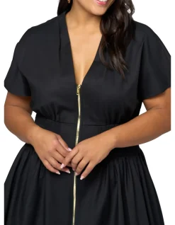 SOMETHING 4 OLIVIA - OCTAVIA ZIP FRONT MIDI DRESS