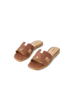 Stevans Geometric Strap Leather Slides