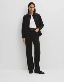 Straight Leg High Rise Washed Black Jean