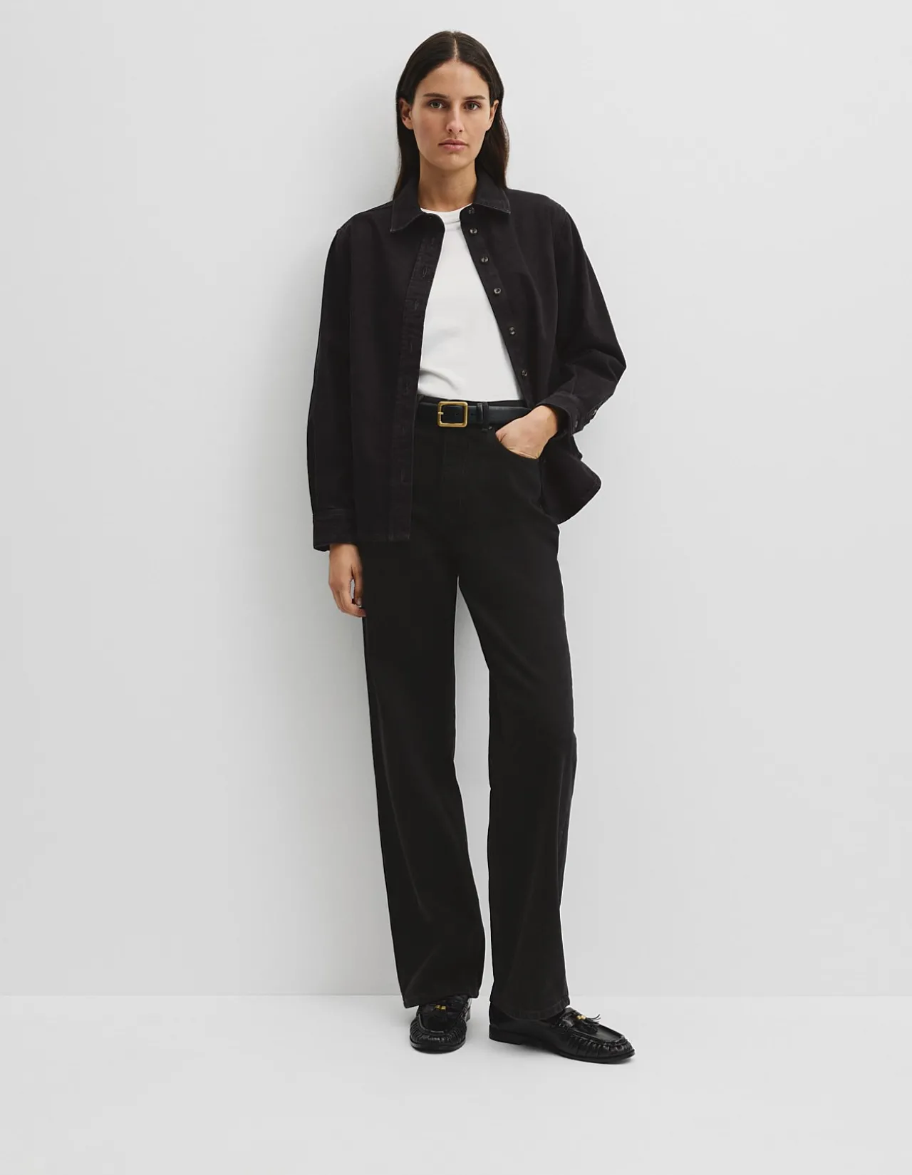 Straight Leg High Rise Washed Black Jean