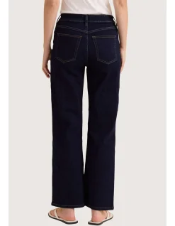 Straight Leg Indigo Stretch Denim Jeans