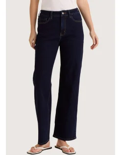 Straight Leg Indigo Stretch Denim Jeans