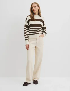 Stripe Crop Crew Neck Knit