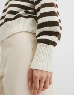 Stripe Crop Crew Neck Knit