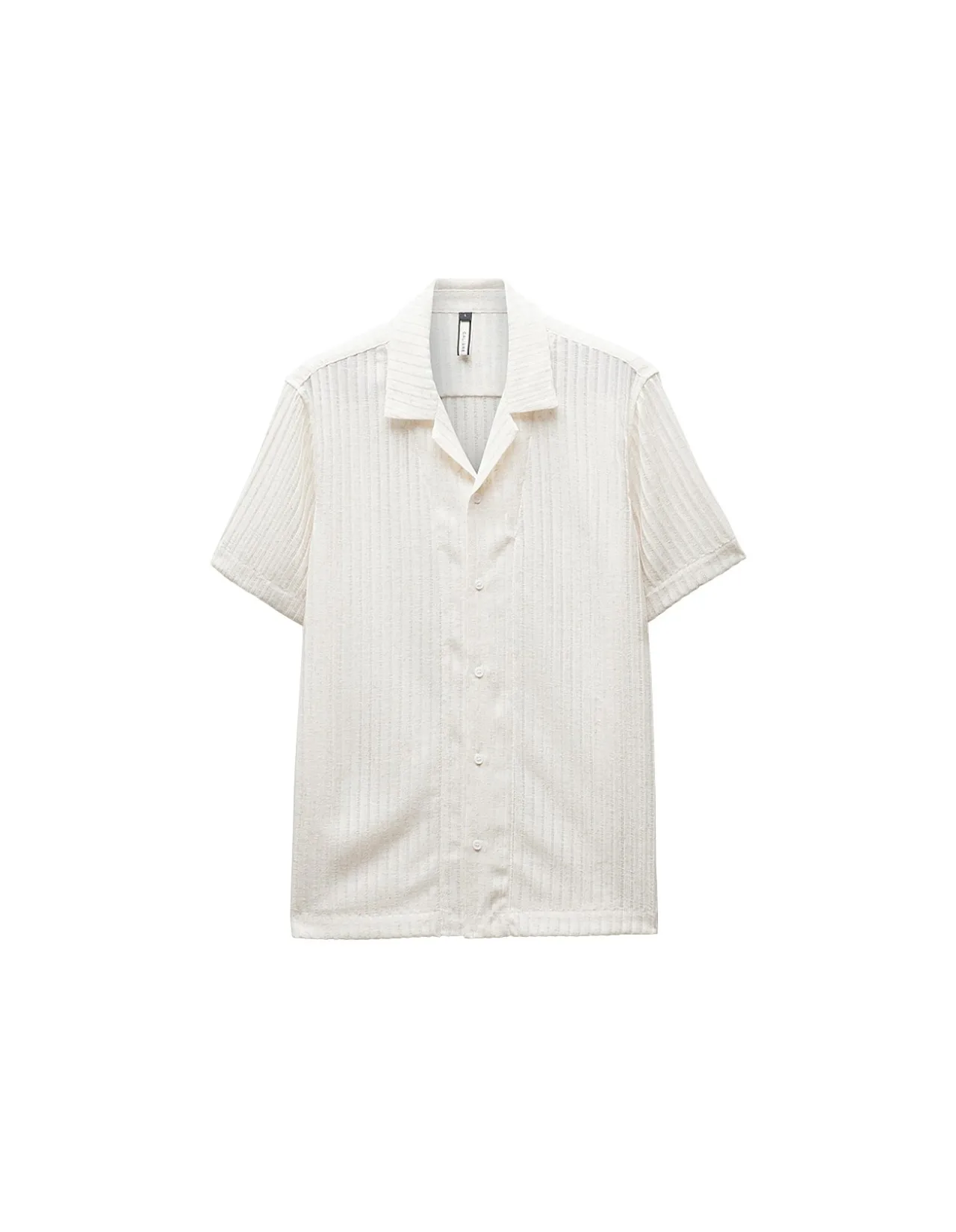 STRIPED OPEN KNIT SS SHIRT