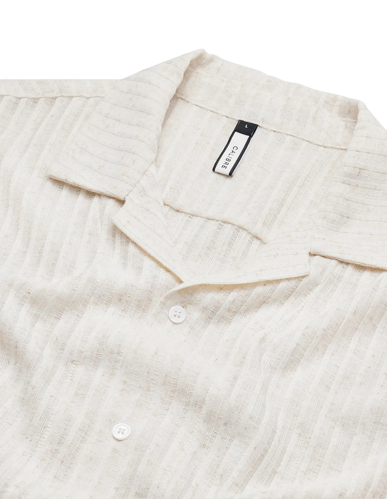 STRIPED OPEN KNIT SS SHIRT