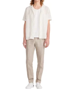STRIPED OPEN KNIT SS SHIRT