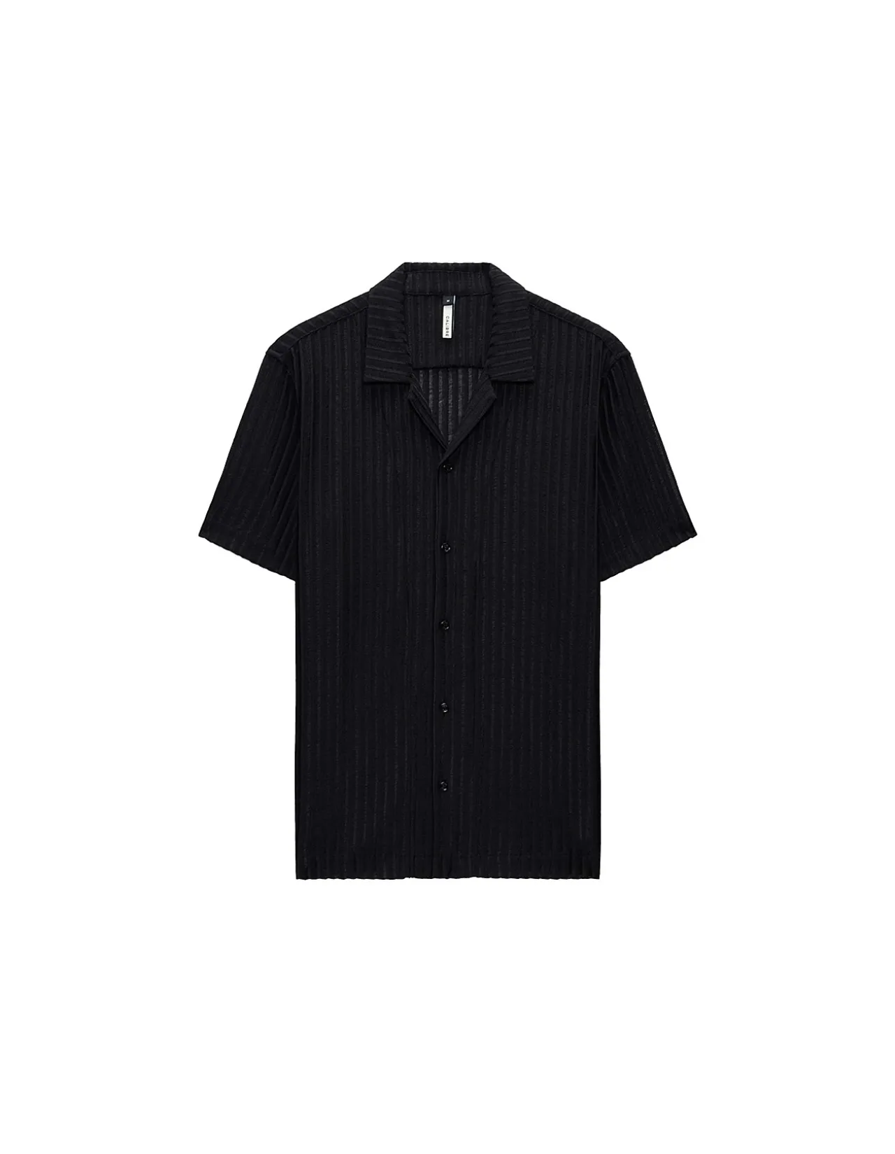 STRIPED OPEN KNIT SS SHIRT
