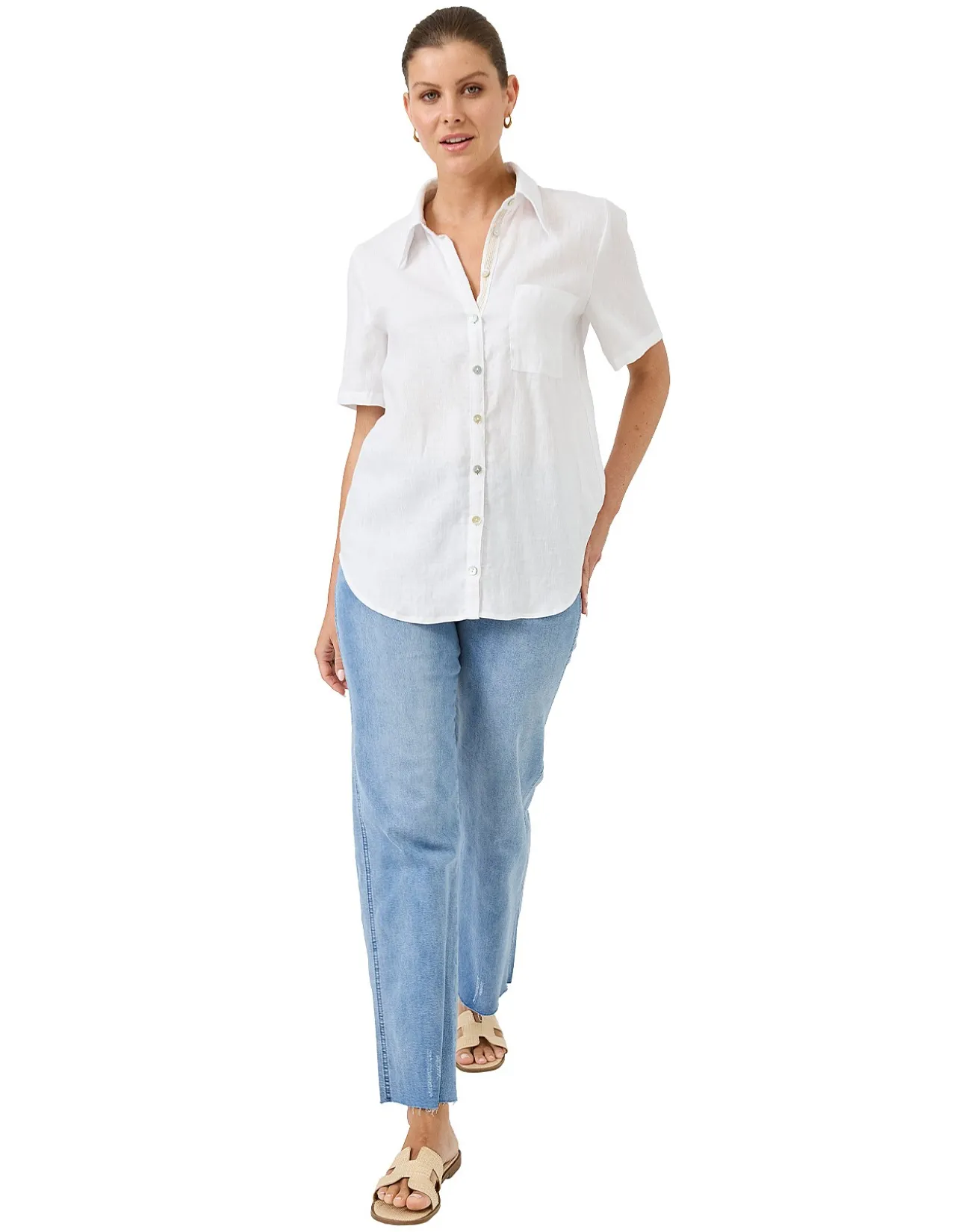 Studio Linen Short Sleeve Button Shirt