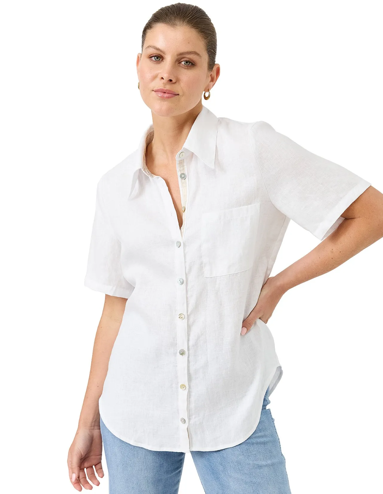 Studio Linen Short Sleeve Button Shirt
