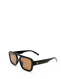 SUBZERO + BLACK AVIATOR BROWN MONO POLARIZED SUNGLASSES