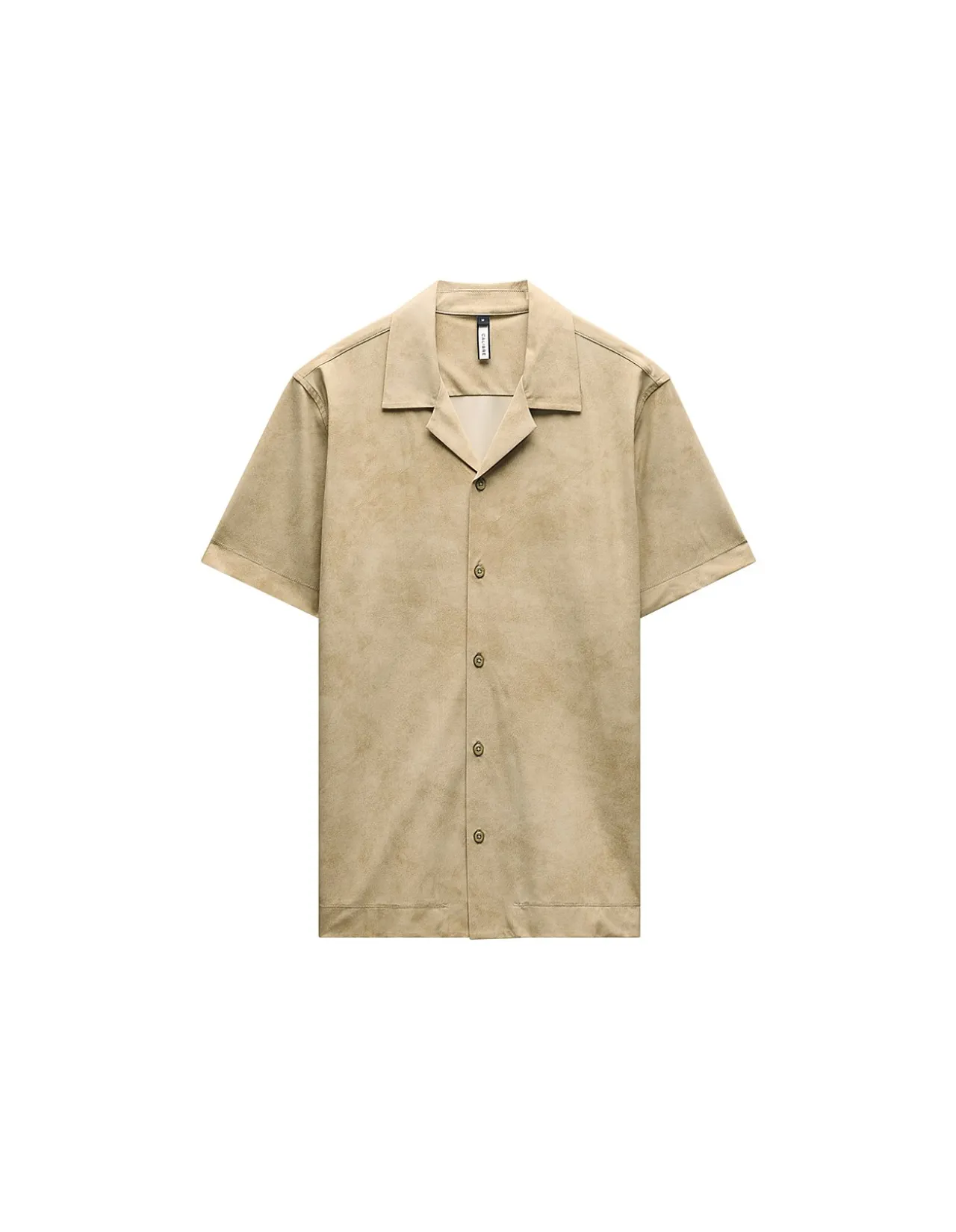 SUEDE LOOK CUBAN COLLAR SHIRT