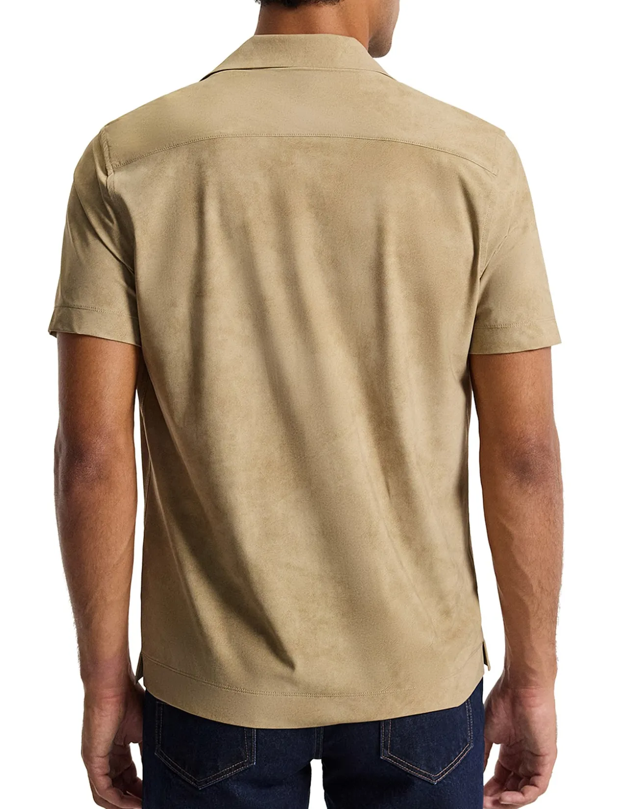 SUEDE LOOK CUBAN COLLAR SHIRT