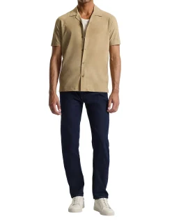 SUEDE LOOK CUBAN COLLAR SHIRT