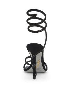 SUEDE-SATIN JET STRASS SANDAL HEEL