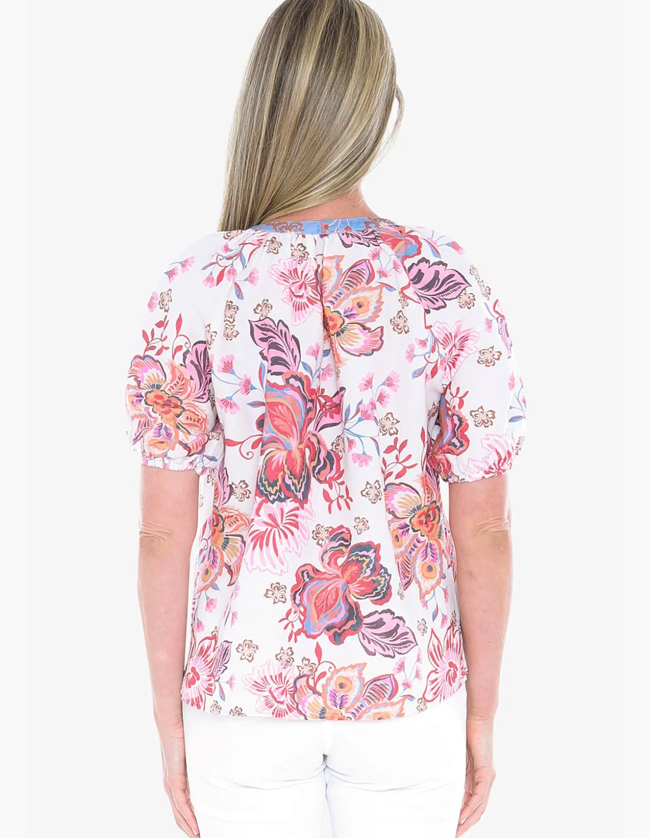 Sweet Iris Tie Neck Floral Top