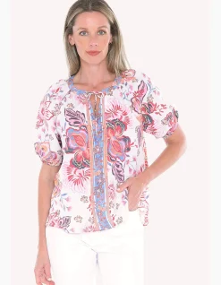 Sweet Iris Tie Neck Floral Top