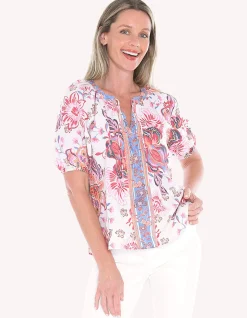 Sweet Iris Tie Neck Floral Top