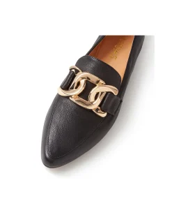 Symona Chain Detail Leather Loafers