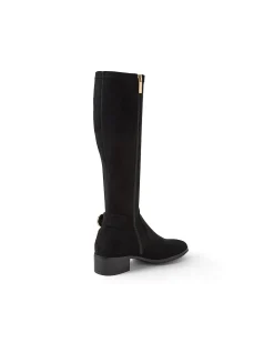 Tabloid Gold Buckle Stretch Knee High Boots