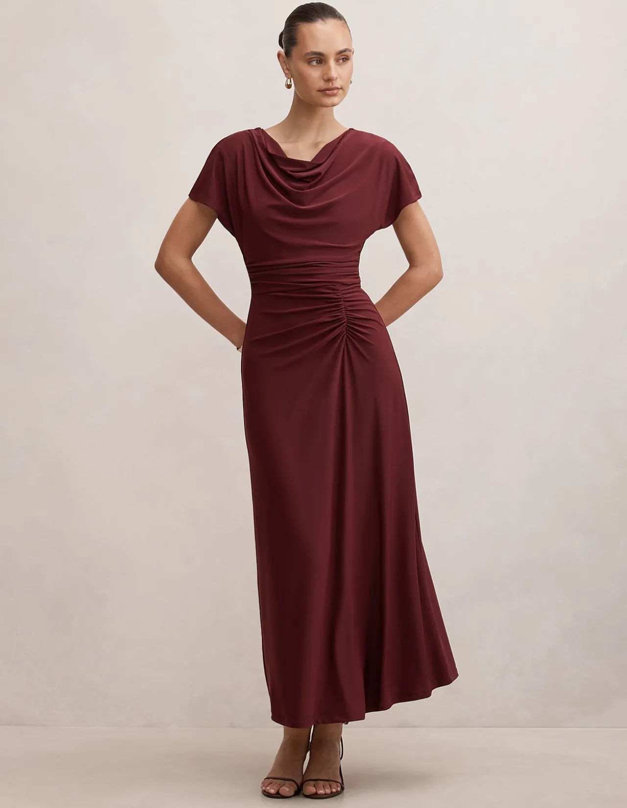 TAHNEE RUCHED WAIST MIDI DRESS
