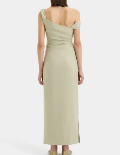 Tamara Twist Midi Dress with Off-Shoulder Design
