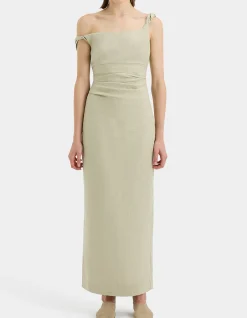 Tamara Twist Midi Dress with Off-Shoulder Design