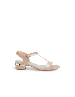 Taner Patent T Bar Low Heel Sandals