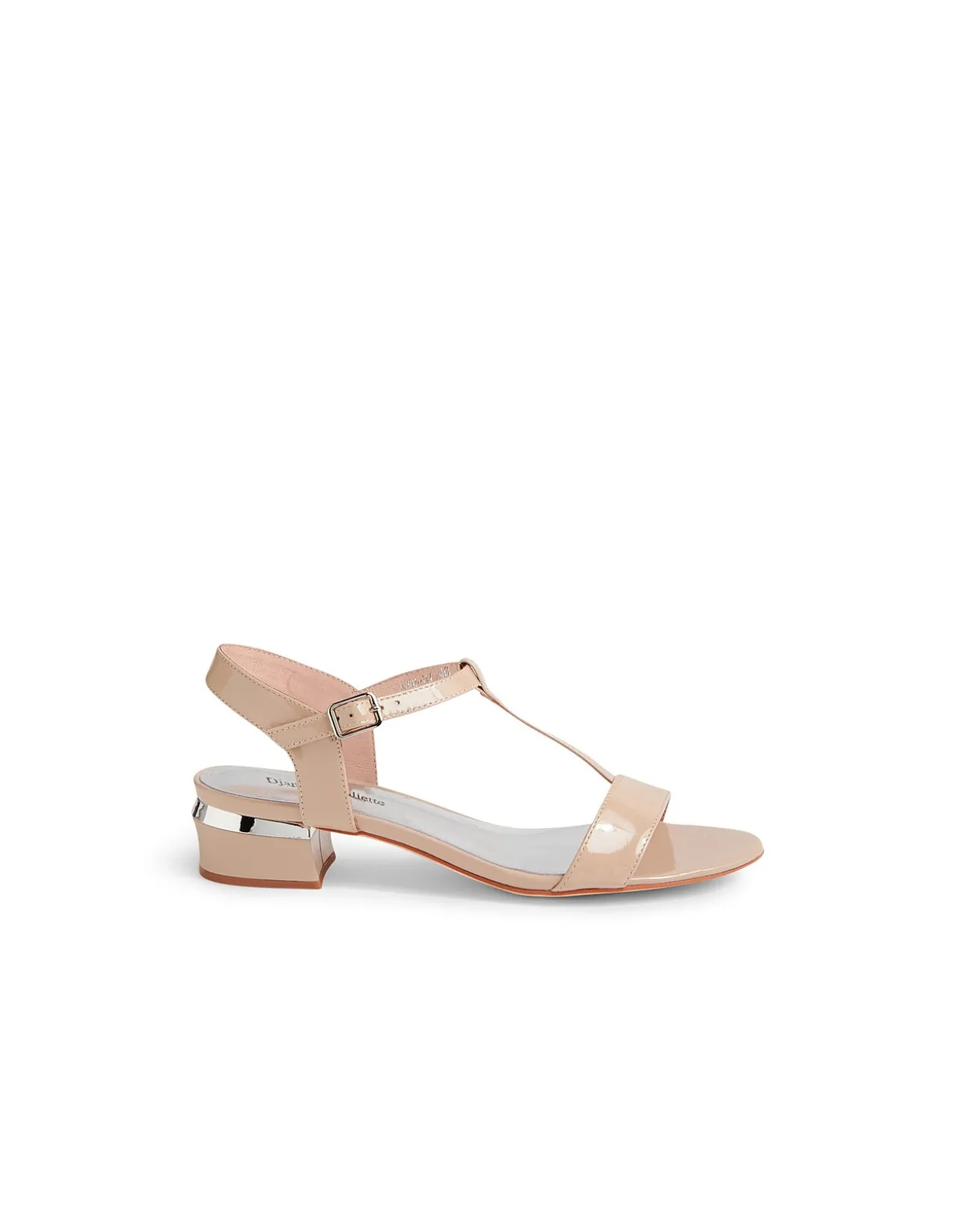 Taner Patent T Bar Low Heel Sandals