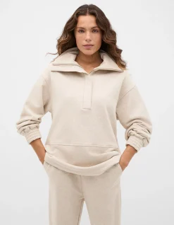 TERRY HALF PLACKET SWEAT