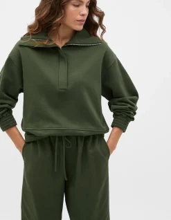 TERRY HALF PLACKET SWEAT